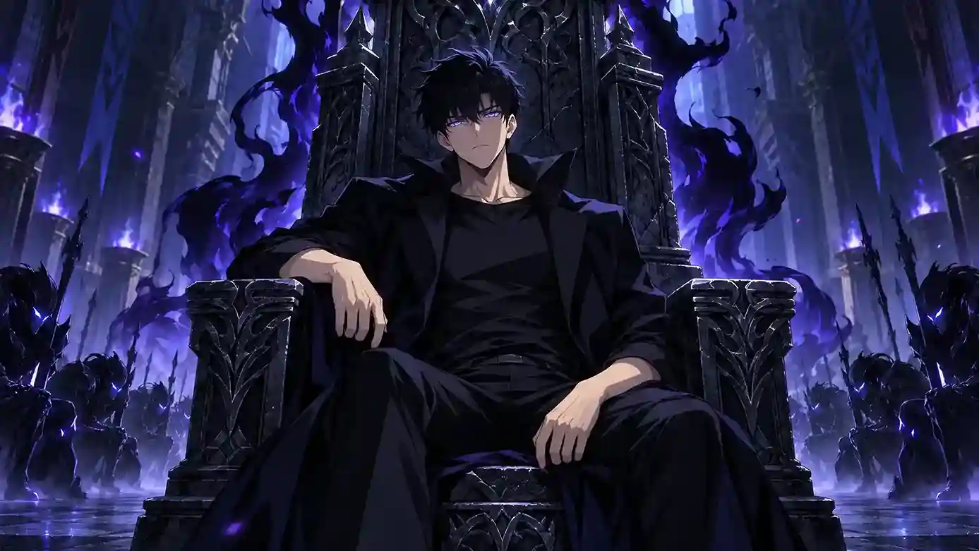 Sung Jinwoo as the Shadow Monarch artwork from Solo Leveling